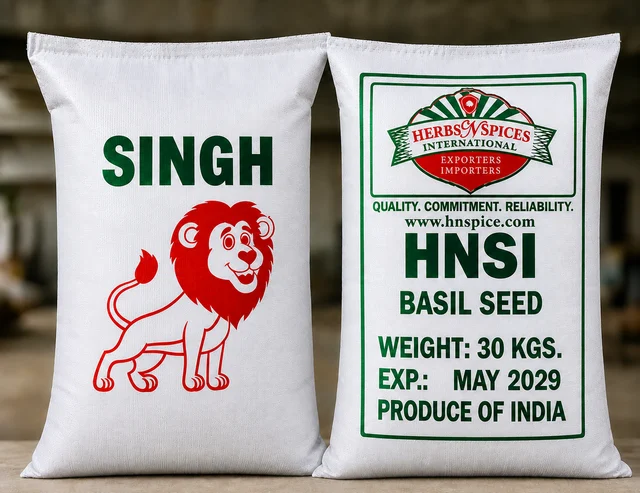 Basil Seed — 25 kg sacks packed under the SINGH brand