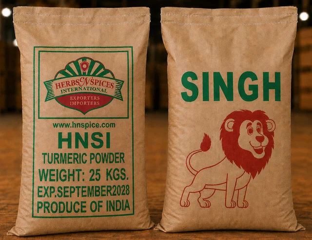 Turmeric Powder — 25 kg sacks packed under the SINGH brand